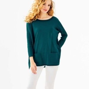 Lilly Pulitzer Teal Oversized Cobo Sweater with Sparkly Boatneck Women’s Size XL